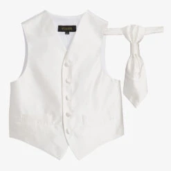 Romano Vianni Boys Ivory Waistcoat & Adjustable Tie Set