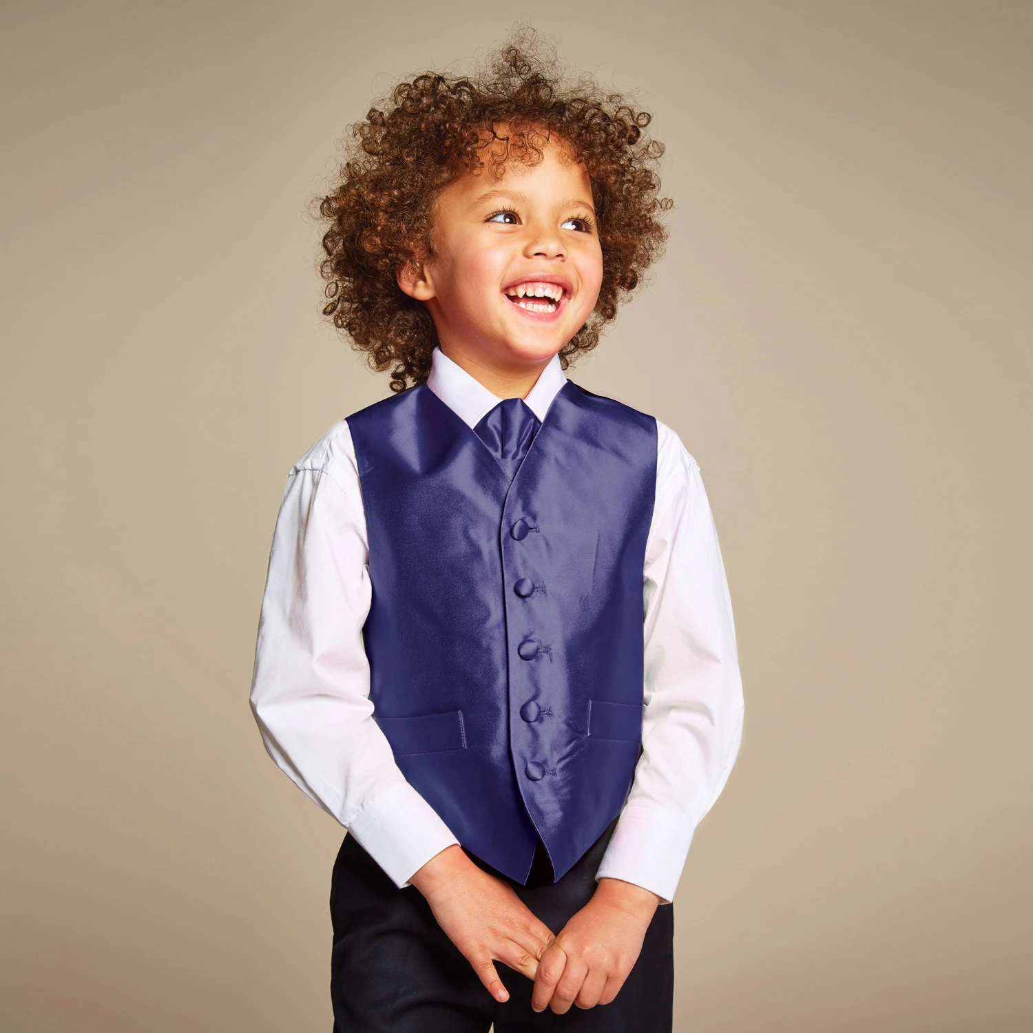 Romano Vianni Boys Navy Blue Waistcoat & Adjustable Tie Set 2 Romano Vianni Boys Navy Blue Waistcoat & Adjustable Tie Set - Image 2