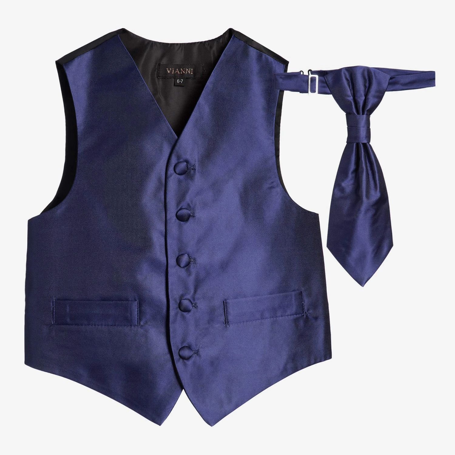 Romano Vianni Boys Navy Blue Waistcoat & Adjustable Tie Set 1 Romano Vianni Boys Navy Blue Waistcoat & Adjustable Tie Set