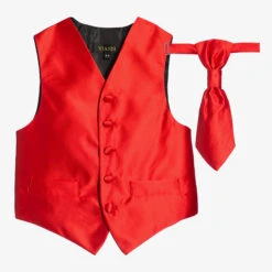 Romano Vianni Boys Red Waistcoat & Adjustable Tie Set
