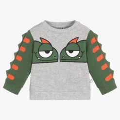 Stella McCartney Kids Boys Grey & Green Gecko Sweatshirt
