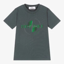 Stone Island Junior Boys Green Cotton Logo T-Shirt