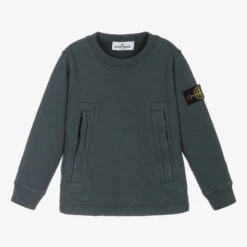 Stone Island Junior Boys Green Logo Sweatshirt