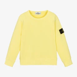 Stone Island Junior Boys Yellow Cotton Logo Sweatshirt