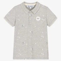 Tartine Et Chocolat Boys Grey Cotton Polo Shirt
