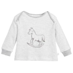 The Little Tailor Grey Striped Cotton Baby Top