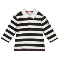 Tutto Piccolo Black Striped Polo Shirt