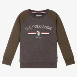 U.S. Polo Assn. Boys Grey & Green Sweatshirt