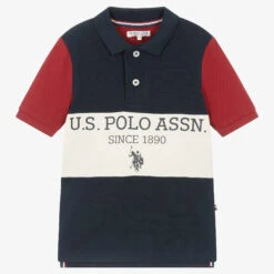 U.S. Polo Assn. Boys Navy Blue Colourblock Polo Shirt
