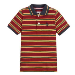 U.S. Polo Assn. Red Striped Cotton Polo Shirt
