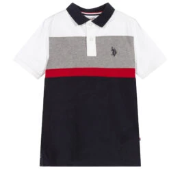 U.S. Polo Assn. White & Blue Logo Polo Shirt