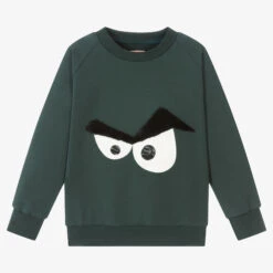 Wauw Capow By Bangbang Boys Green Cotton Sweatshirt